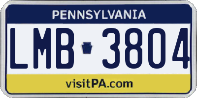 PA license plate LMB3804