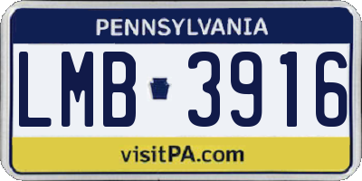 PA license plate LMB3916