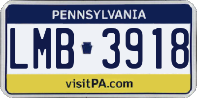 PA license plate LMB3918