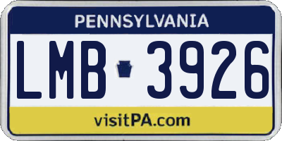 PA license plate LMB3926
