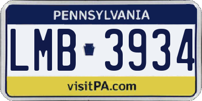 PA license plate LMB3934