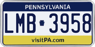 PA license plate LMB3958
