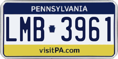 PA license plate LMB3961
