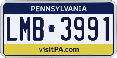 PA license plate LMB3991