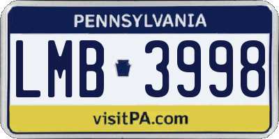 PA license plate LMB3998