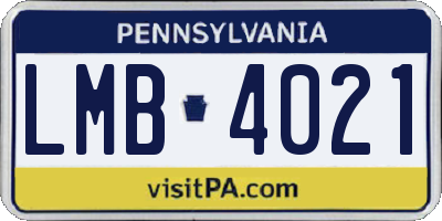 PA license plate LMB4021