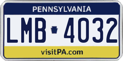 PA license plate LMB4032