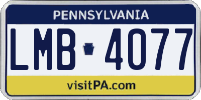 PA license plate LMB4077