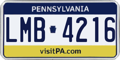 PA license plate LMB4216