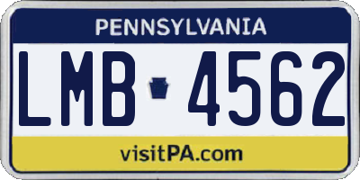PA license plate LMB4562