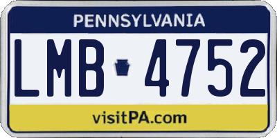 PA license plate LMB4752