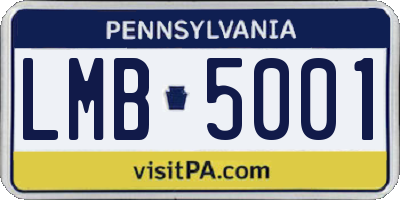PA license plate LMB5001