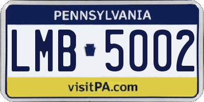 PA license plate LMB5002