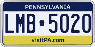 PA license plate LMB5020
