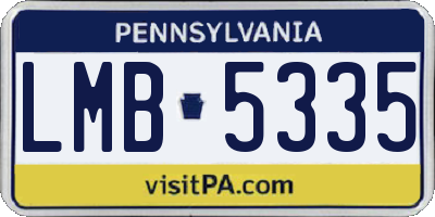 PA license plate LMB5335