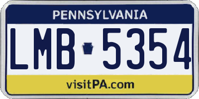 PA license plate LMB5354