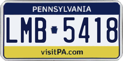 PA license plate LMB5418