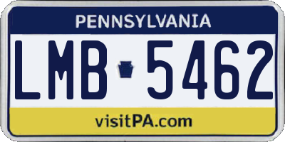 PA license plate LMB5462