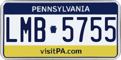 PA license plate LMB5755