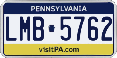 PA license plate LMB5762