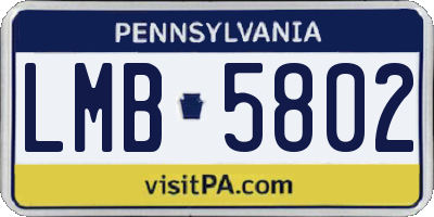 PA license plate LMB5802