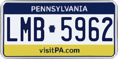 PA license plate LMB5962