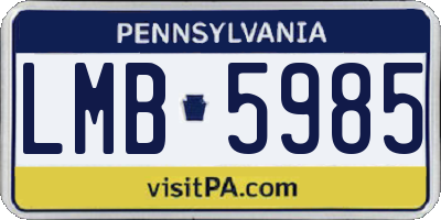 PA license plate LMB5985