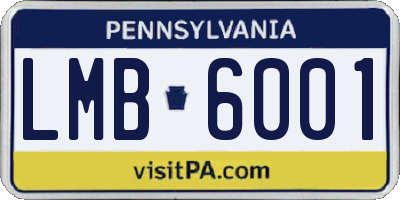 PA license plate LMB6001