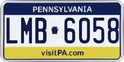 PA license plate LMB6058