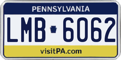 PA license plate LMB6062