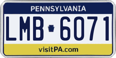 PA license plate LMB6071