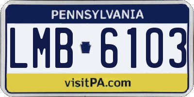 PA license plate LMB6103