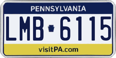 PA license plate LMB6115