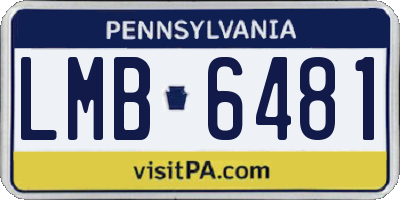 PA license plate LMB6481