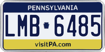 PA license plate LMB6485