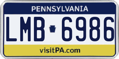 PA license plate LMB6986