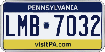 PA license plate LMB7032