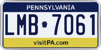 PA license plate LMB7061