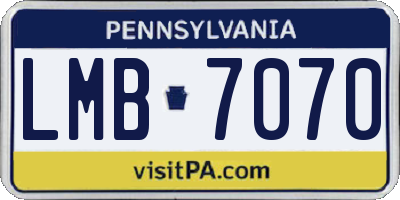 PA license plate LMB7070