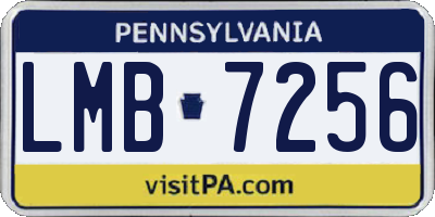 PA license plate LMB7256