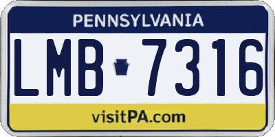 PA license plate LMB7316