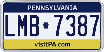 PA license plate LMB7387