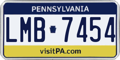 PA license plate LMB7454