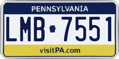 PA license plate LMB7551