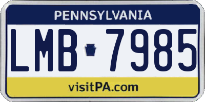 PA license plate LMB7985