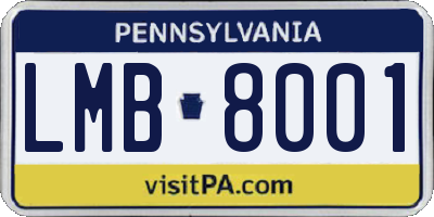 PA license plate LMB8001