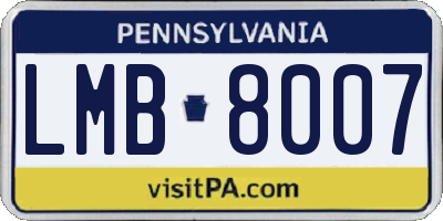 PA license plate LMB8007