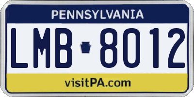 PA license plate LMB8012