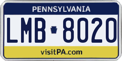 PA license plate LMB8020