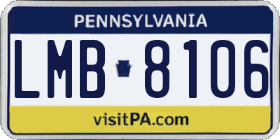 PA license plate LMB8106